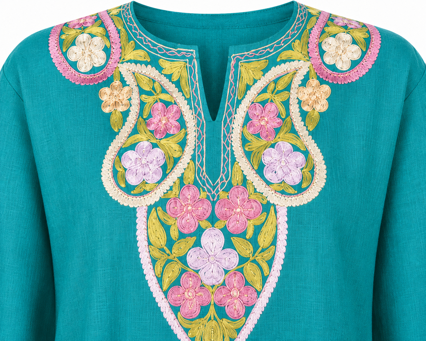 Kashmir Aari cotton Co-Ord Set | Dark Teal